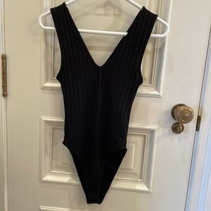 Zara Black Ribbed Bodysuit